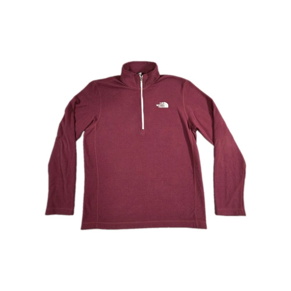 The North Face Mens Sz S Burgundy Long Sleeve 1/4 Zip Pullover Fleece Jacket C10